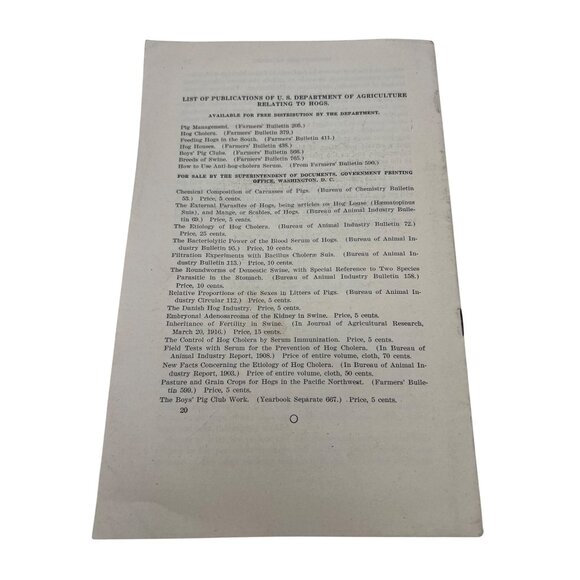 1917 Tuberculosis Of Hogs Farmers Bulletin 781 Antique USDA Publication - Picture 4 of 4